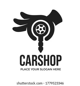 Car Shop Vector Logo Template. This Design Use Hand Symbol. Suitable For Vehicle Business.