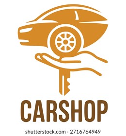 Plantilla del logotipo del Vector de la tienda del coche que utiliza el símbolo de la mano conveniente para la marca del distribuidor del servicio del coche del negocio del vehículo y el diseño temático de la identidad de la Asistencia al cliente automotriz