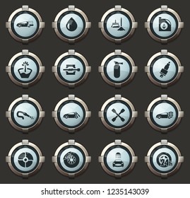 Car shop vector stylish round buttons for mobile applications and web