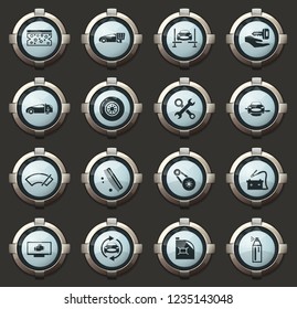 Car shop vector stylish round buttons for mobile applications and web