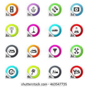 Car shop web icons for user interface design