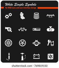 car shop white vector icons for web and user interface design