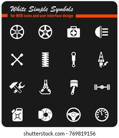 car shop white vector icons for web and user interface design