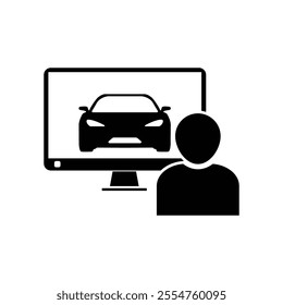 Car shopping icon. Buying a car online. Vector icon isolated on white background.