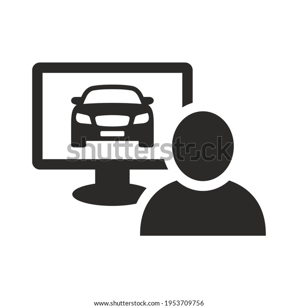 Car shopping icon. Buying a car online.\
Vector icon isolated on white\
background.