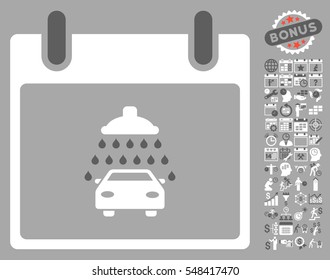 Car Shower Calendar Day icon with bonus calendar and time management icon set. Vector illustration style is flat iconic symbols, dark gray and white, silver background.