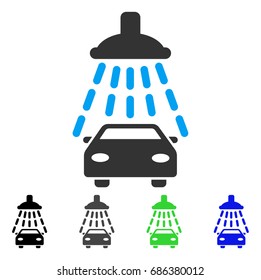 Car Shower flat vector pictograph. Colored car shower gray, black, blue, green icon variants. Flat icon style for application design.