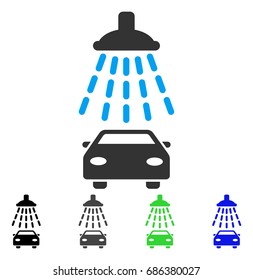 Car Shower flat vector pictograph. Colored car shower gray, black, blue, green pictogram variants. Flat icon style for graphic design.