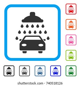 Car Shower icon. Flat grey iconic symbol in a light blue rounded square. Black, gray, green, blue, red, orange color additional versions of Car Shower vector.