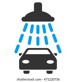 Car Shower icon. Vector style is bicolor flat iconic symbol with rounded angles, blue and gray colors, white background.