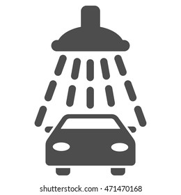 Car Shower icon. Vector style is flat iconic symbol with rounded angles, gray color, white background.