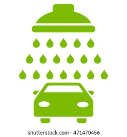 Car Shower icon. Vector style is flat iconic symbol with rounded angles, eco green color, white background.