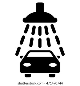 Car Shower icon. Vector style is flat iconic symbol with rounded angles, black color, white background.