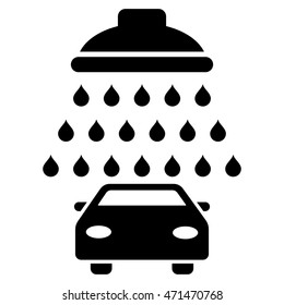 Car Shower icon. Vector style is flat iconic symbol with rounded angles, black color, white background.