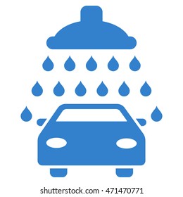 Car Shower icon. Vector style is flat iconic symbol with rounded angles, cobalt color, white background.