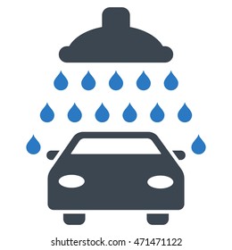 Car Shower icon. Vector style is bicolor flat iconic symbol with rounded angles, smooth blue colors, white background.