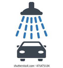 Car Shower icon. Vector style is bicolor flat iconic symbol with rounded angles, smooth blue colors, white background.