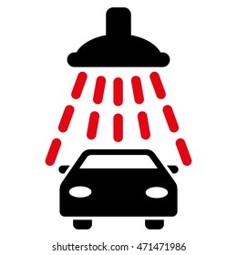 Car Shower icon. Vector style is bicolor flat iconic symbol with rounded angles, intensive red and black colors, white background.