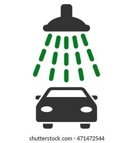 Car Shower icon. Vector style is bicolor flat iconic symbol with rounded angles, green and gray colors, white background.