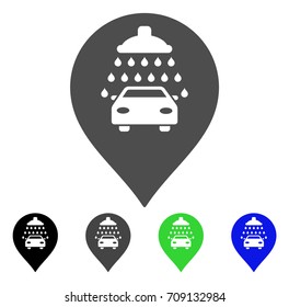 Car Shower Marker vector pictograph. Style is a flat graphic symbol in black, gray, blue, green color variants. Designed for web and mobile apps.