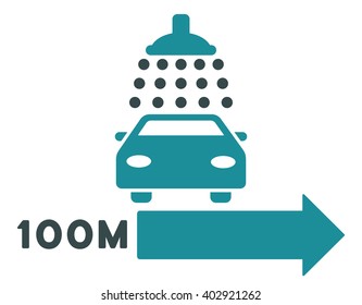 Car Shower Right Direction vector illustration for street advertisement. Style is bicolor soft blue flat symbols on a white background.