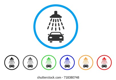 Car Shower rounded icon. Style is a flat car shower grey symbol inside light blue circle with black, gray, green, blue, red, orange variants. Vector designed for web and software interfaces.