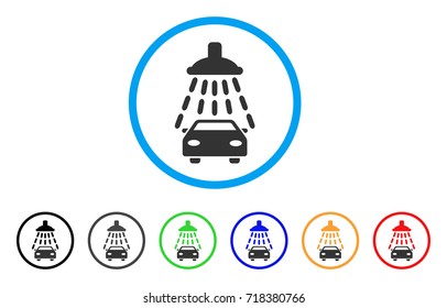 Car Shower rounded icon. Style is a flat car shower grey symbol inside light blue circle with black, gray, green, blue, red, orange variants. Vector designed for web and software interfaces.