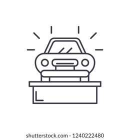 Car showroom line icon concept. Car showroom vector linear illustration, symbol, sign