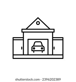 Car showroom vector illustration set in black and white color.
