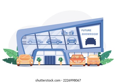 Car Showroom View Illustration concept. A flat illustration isolated on white background