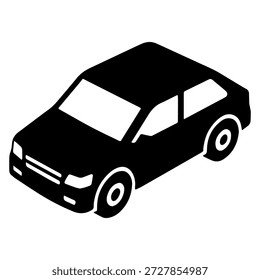 Car side 3D Isometric Silhouette. vector illustration Ideal for use as a, icon, web graphic design, and infographic concepts 