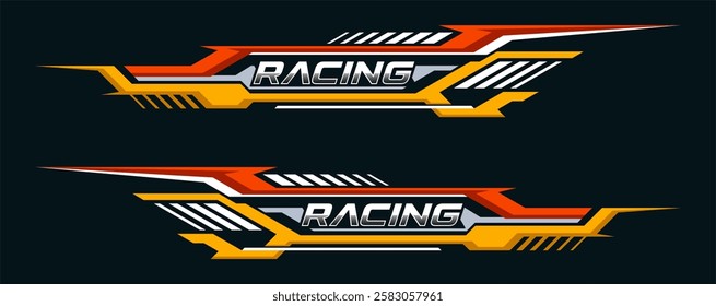 Car side body graphic sticker design with exclusive colors. sports stripes design for racing sticker for tuning.