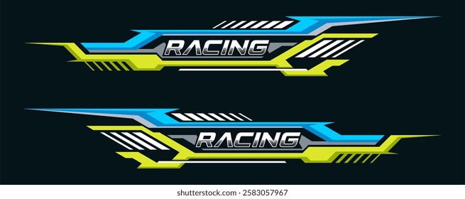 Car side body graphic sticker design with exclusive colors. sports stripes design for racing sticker for tuning.