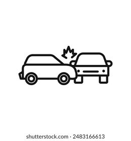 car side crash icon Black line art vector