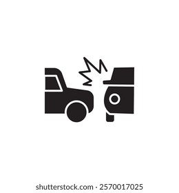 car side crash icon black and white vector outline sign