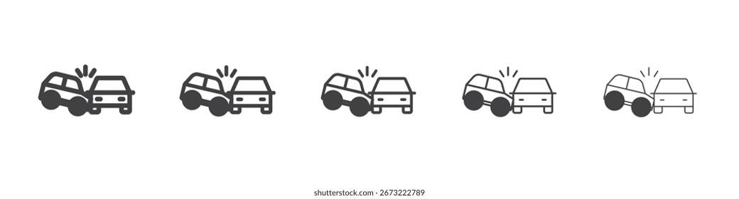 icono de accidente lateral del coche Símbolo de ilustración de gráficos de línea