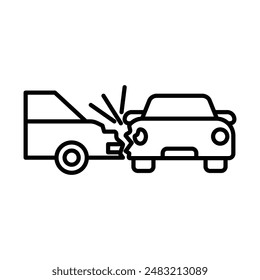 icono de colisión lateral del coche marca de logotipo lineal en blanco y negro