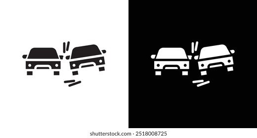 Ilustración de línea delgada plana de Vector de icono de choque lateral de automóvil