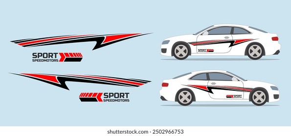 Car side door, fender stripe design. Auto vinyl sticker decal template. Suitable for printing or cutting.
Scaling without loss of quality for different car model.