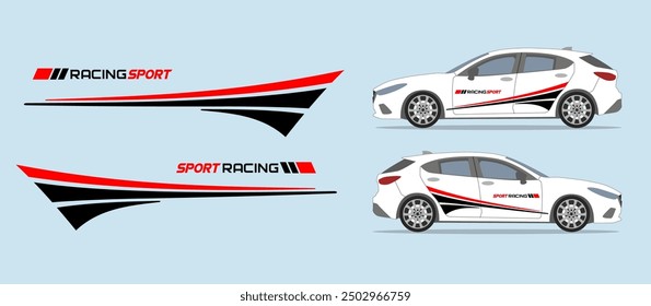 Car side door, fender stripe design. Auto vinyl sticker decal template. Suitable for printing or cutting.
Scaling without loss of quality for different car model.