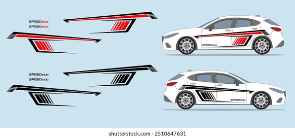 Car side door, fender stripe design. Auto vinyl sticker decal template. Suitable for printing or cutting.
Scaling without loss of quality for different car model.
