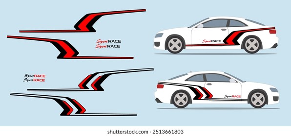 Car side door, fender stripe design. Auto vinyl sticker decal template. Suitable for printing or cutting.
Scaling without loss of quality for different car model.