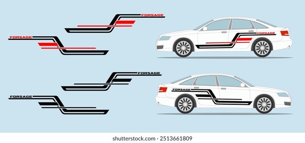 Porta do lado do carro, design de faixa de fender. Modelo de decalque de adesivo de vinil automático. Adequado para impressão ou corte.
Escala sem perda de qualidade para diferentes modelos de carro.