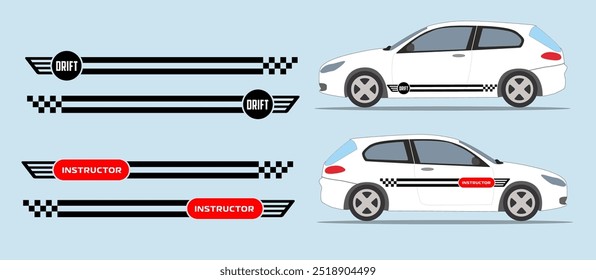 Porta do lado do carro, design de faixa de fender. Modelo de decalque de adesivo de vinil automático. Adequado para impressão ou corte.
Escala sem perda de qualidade para diferentes modelos de carro.