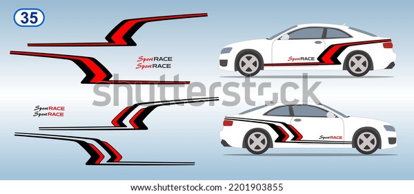 Car side door sticker stripe\
design. Auto vinyl decal template. Suitable for printing or\
cutting.\
Scaling without loss of quality for different car\
model.