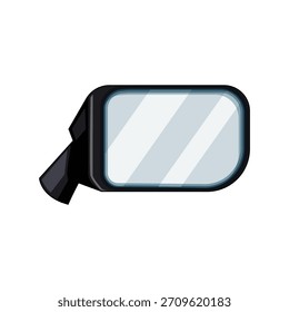 Luz reflectante del espejo lateral del coche, componente esencial del vehículo para la conducción segura y la visibilidad trasera, Ilustración vectorial plana aislada del accesorio automotriz en el fondo blanco