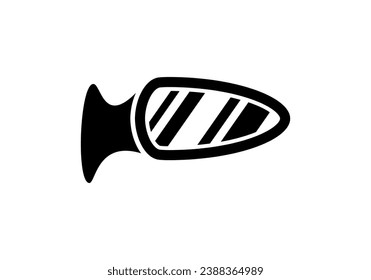 Car side mirror vector icon on white background.