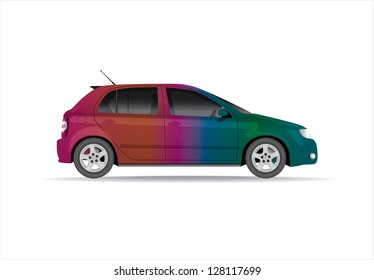 Car from the side - realistic illustration
