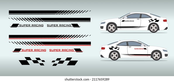 Car side sticker design. Auto vinyl decal template. Suitable for printing or cutting.