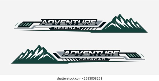 Car side sticker design. outdoor mountain concept car wrap vinyl sticker. Suitable for printing or cutting.